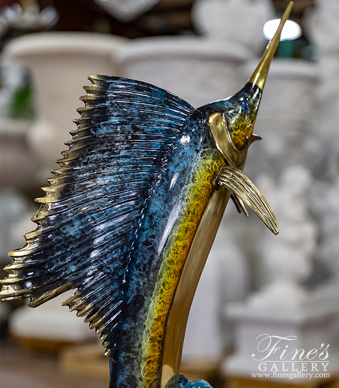 Bronze Statues  - 26 Inch Bronze Sailfish Statue - BS-1652